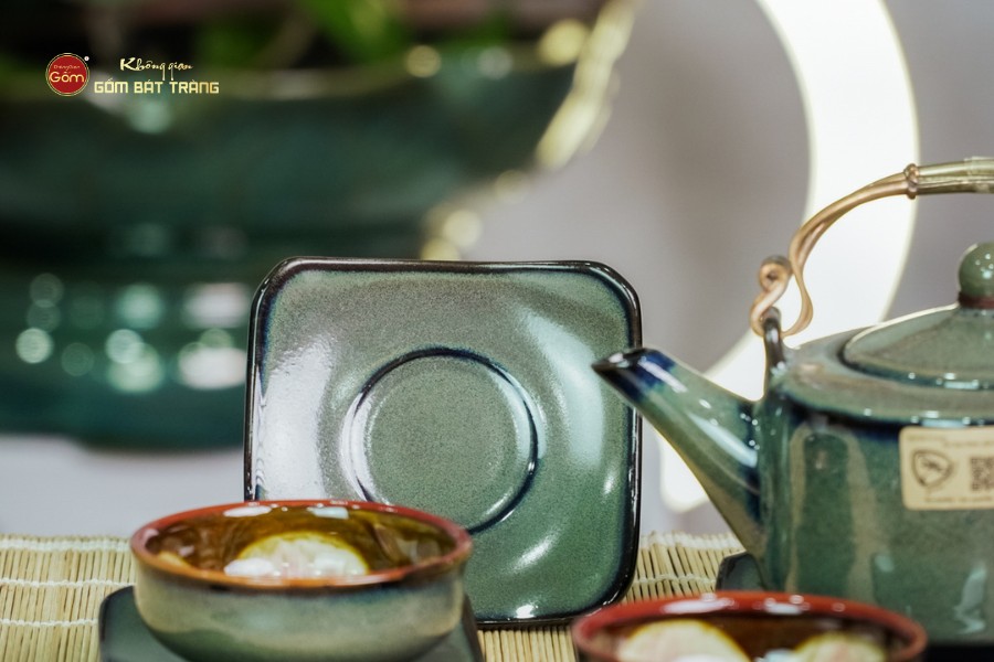 Bộ Ấm Chén Men Hỏa Biến Xám Ba Chân