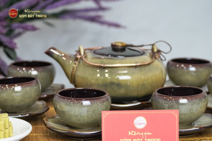 Bộ Ấm Trà Giang Tây Gấm Hoa Men Hỏa Biến