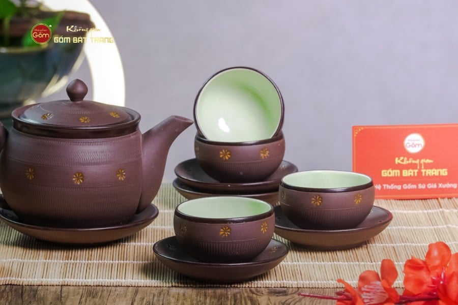 Bộ Ấm Trà Tử Sa Nâu Sao Vàng
