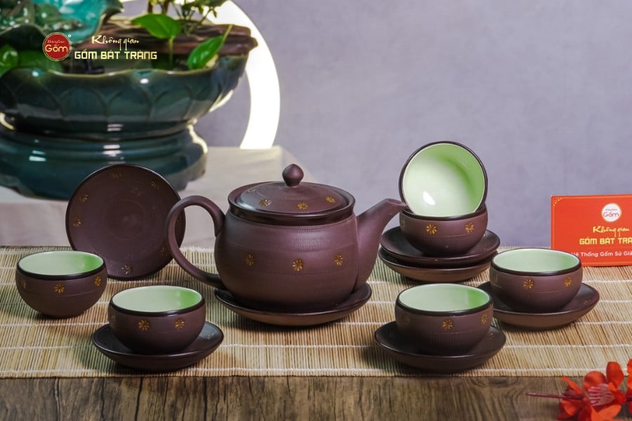 Bộ Ấm Trà Tử Sa Nâu Sao Vàng
