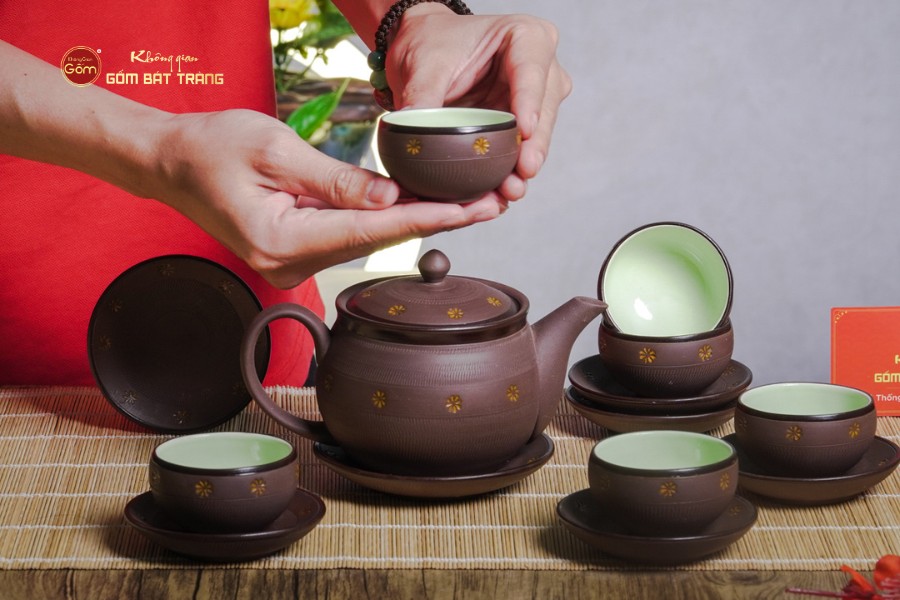 Bộ Ấm Trà Tử Sa Nâu Sao Vàng