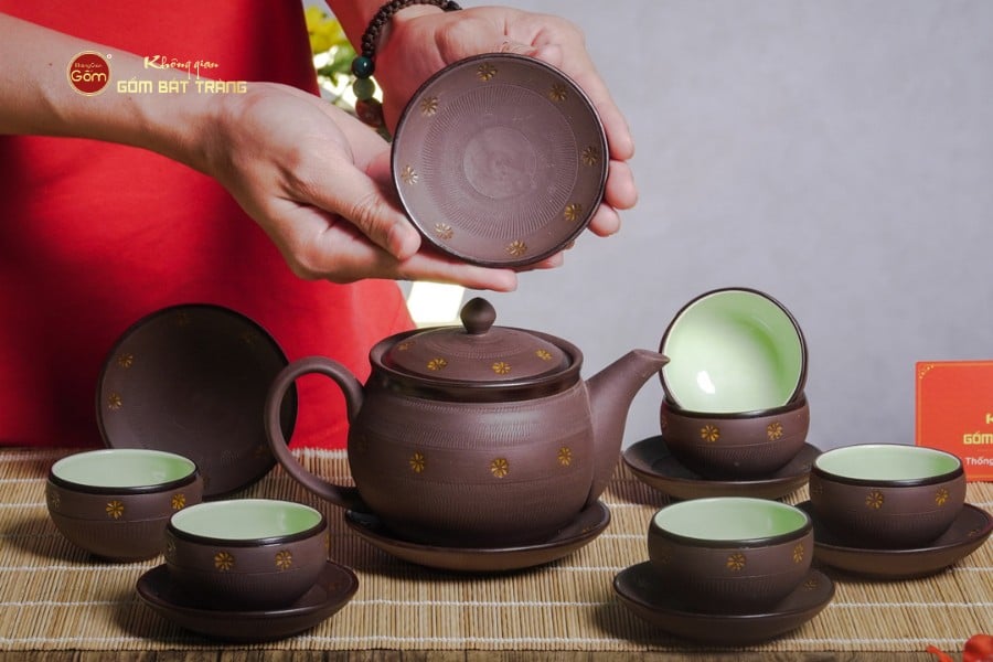 Bộ Ấm Trà Tử Sa Nâu Sao Vàng