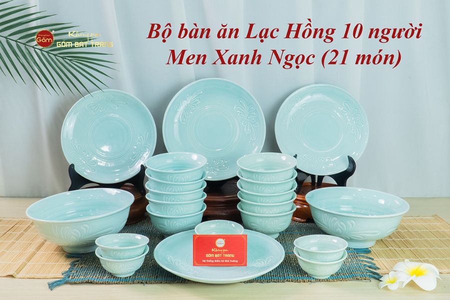 Bộ Bàn Ăn 10 Người (21 Món) Men Ngọc Vân Hoa Cúc