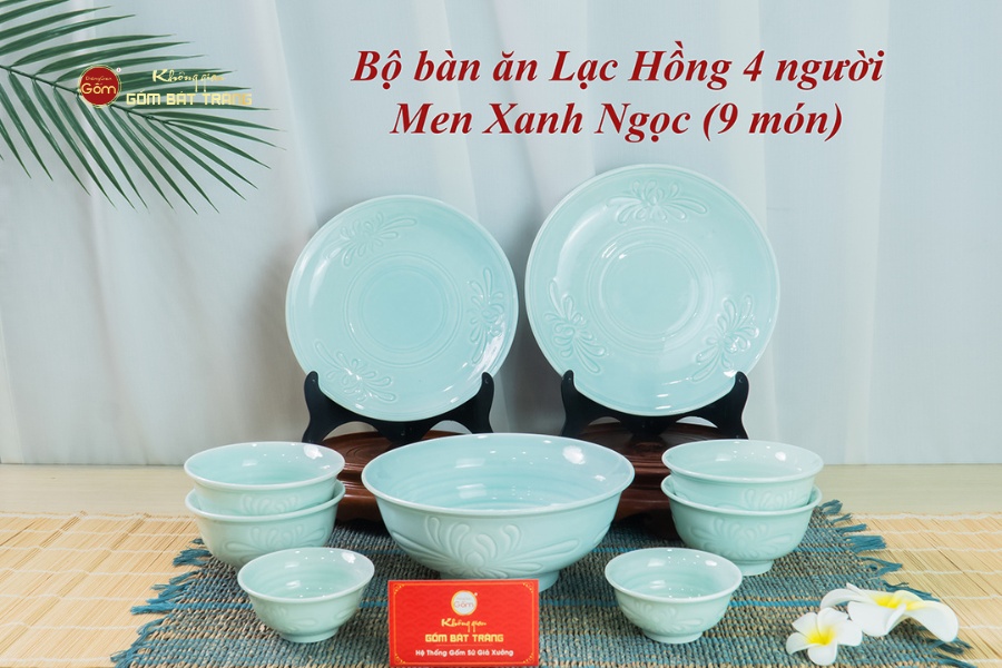 Bộ Bàn Ăn 4 Người (9 Món) Men Ngọc Vân Hoa Cúc