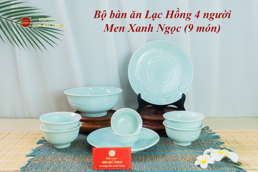 Bộ Bàn Ăn 4 Người (9 Món) Men Ngọc Vân Hoa Cúc
