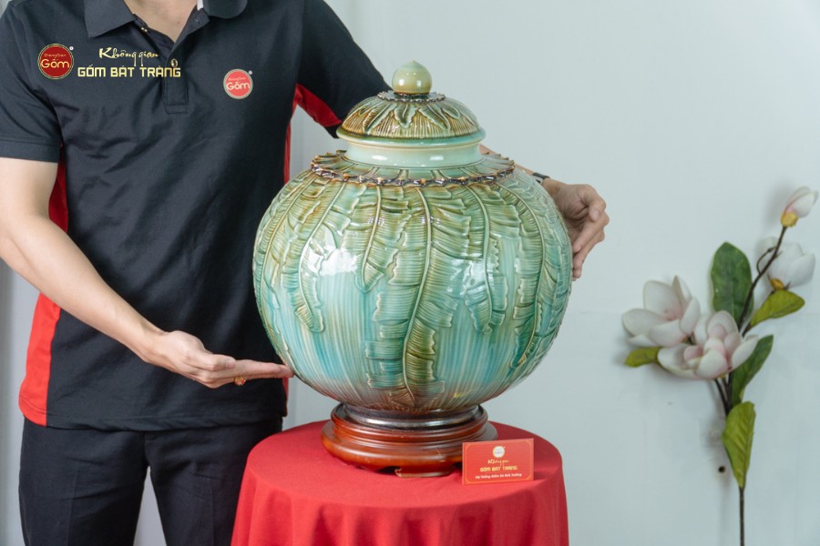 Chum Ngâm Rượu Đắp Nổi Họa Tiết Lá Chuối