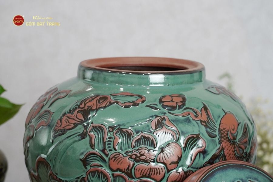 Chum Xanh Họa Tiết Hoa Sen