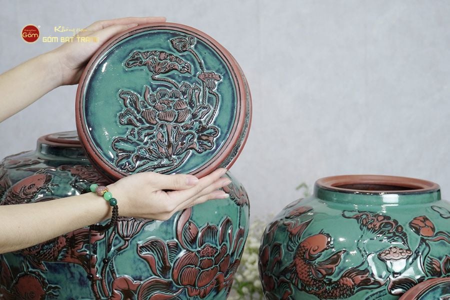 Chum Xanh Họa Tiết Hoa Sen