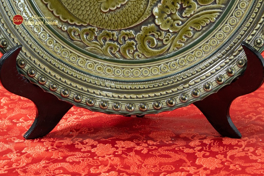 Đĩa Trưng Bày Đắp Nổi Cá Chép Hóa Rồng