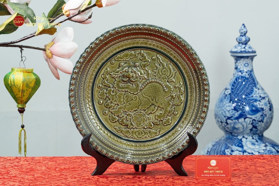 Đĩa Trưng Bày Đắp Nổi Long Vân Quy Phụng