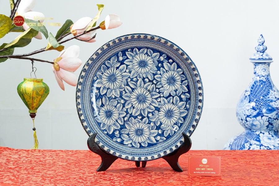 Đĩa Trưng Bày Họa Tiết Hoa Cúc