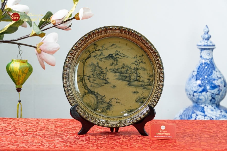 Đĩa Trưng Bày Vẽ Cảnh Sơn Thủy