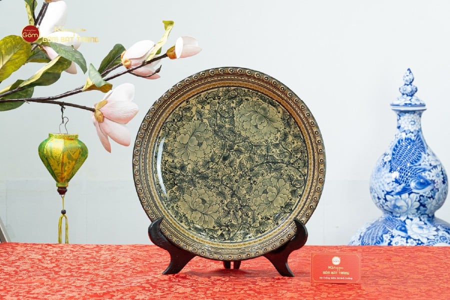 Đĩa Trưng Bày Vẽ Tứ Hoa