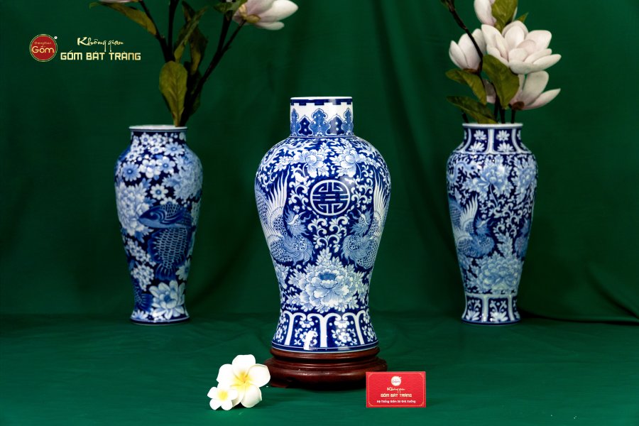 Lọ hoa vẽ  tay cao cấp