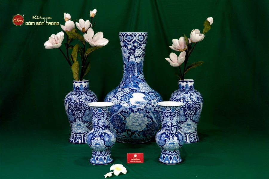 Lọ hoa vẽ  tay cao cấp