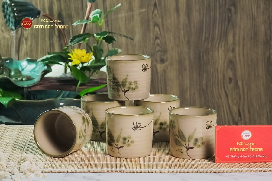 Cốc Uống Trà Họa Tiết Chuồn Trúc