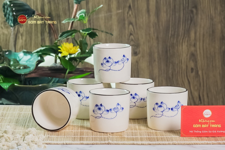 Cốc Uống Trà Họa Tiết Hoa Sen