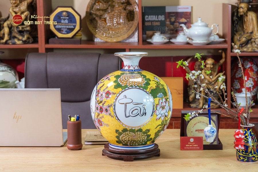 Quả Hút Lộc Hoa Phú Quý Tấn Tài Tấn Lộc Vẽ Vàng