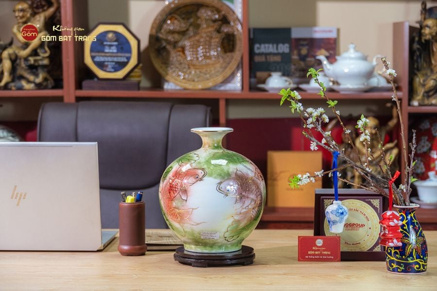 Quả Hút Lộc Lục Bảo Niên Niên Hữu Dư Vẽ Vàng