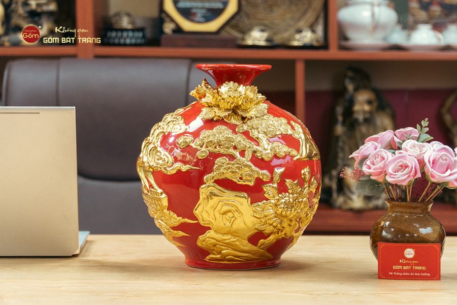Quả Hút Lộc Men Đỏ Thuận Buồm Xuôi Gió Dát Vàng