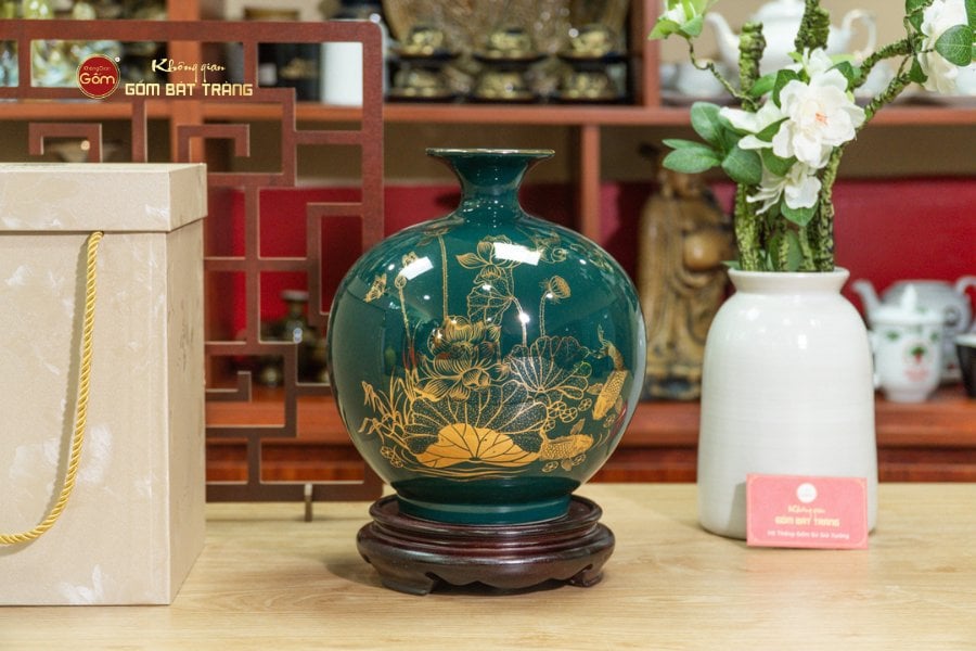 Quả Hút Lộc Men Màu Bảo Liên Bình An Vẽ Vàng