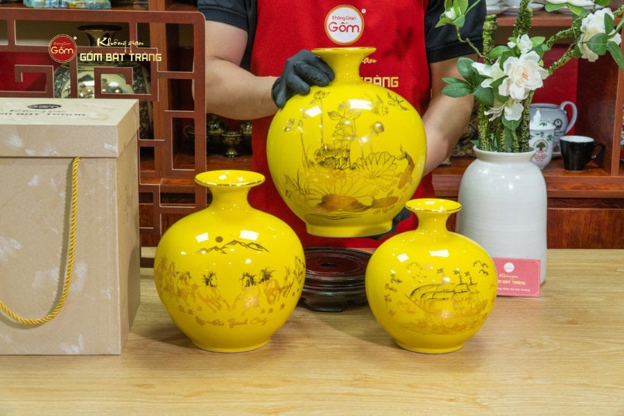 Quả Hút Lộc Men Màu Bảo Liên Bình An Vẽ Vàng