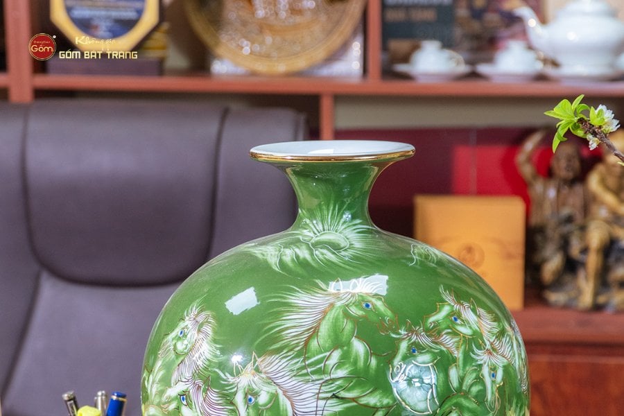 Quả Hút Lộc Men Xanh Mã Đáo Thành Công Vẽ Vàng