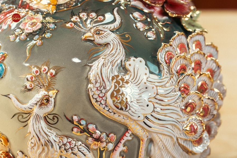 Quả Hút Lộc Công Danh Phú Quý Đắp Nổi Vẽ Vàng