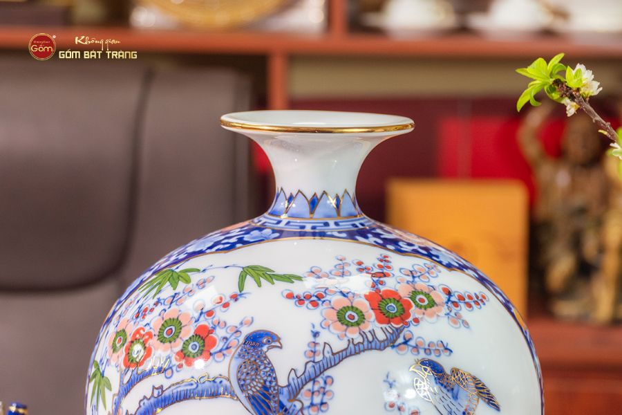 Quả Hút Lộc Nhị Cảnh Én Đào Thuận Buồm Vẽ Vàng