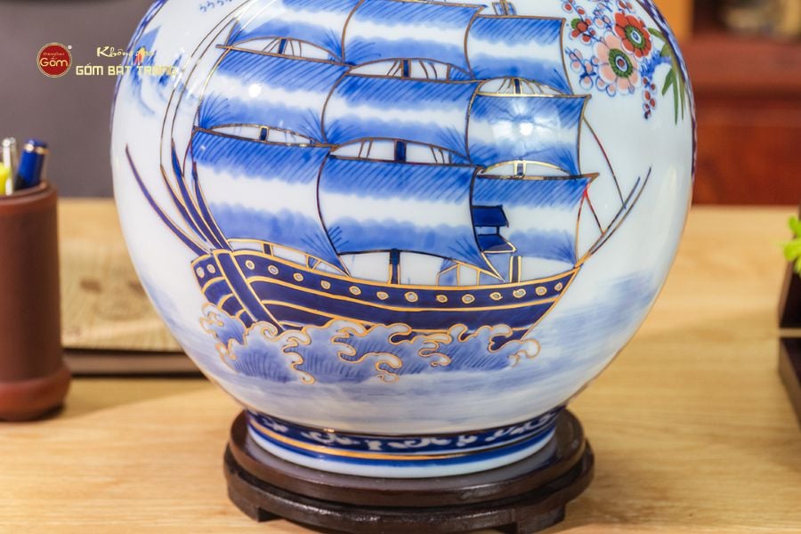 Quả Hút Lộc Nhị Cảnh Én Đào Thuận Buồm Vẽ Vàng