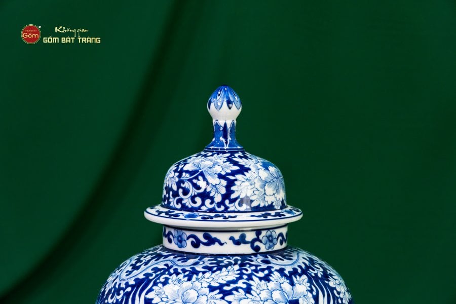 Thạp Song Phụng Ngàn Hoa Vạn Phúc Trường Thọ Lam Ngọc Bình An