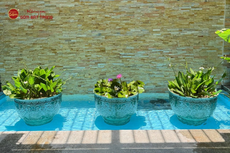 Chậu cây trồng sứ men lam