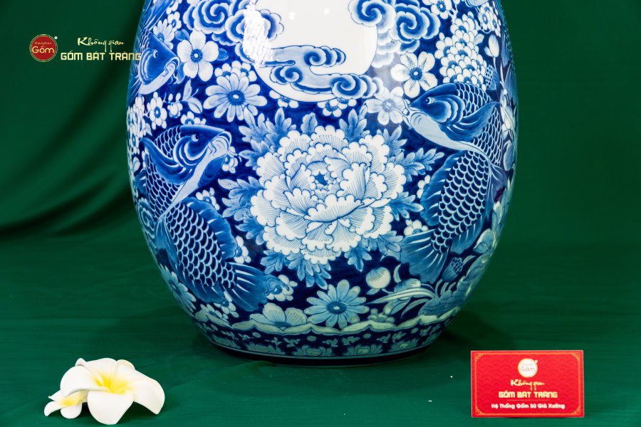 Tỳ Bà Cửu Ngư Chầu Nguyệt Lam Ngọc Bình An