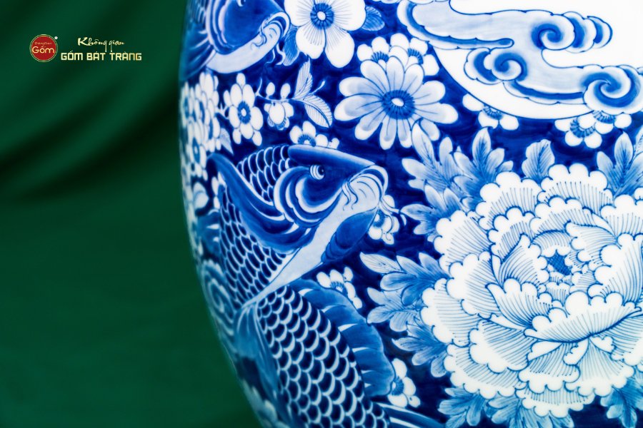 Tỳ Bà Cửu Ngư Chầu Nguyệt Lam Ngọc Bình An