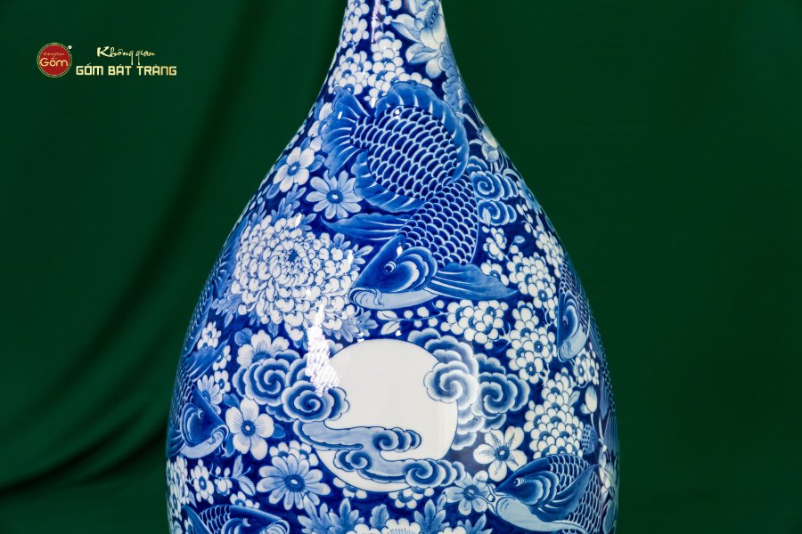 Tỳ Bà Cửu Ngư Chầu Nguyệt Lam Ngọc Bình An