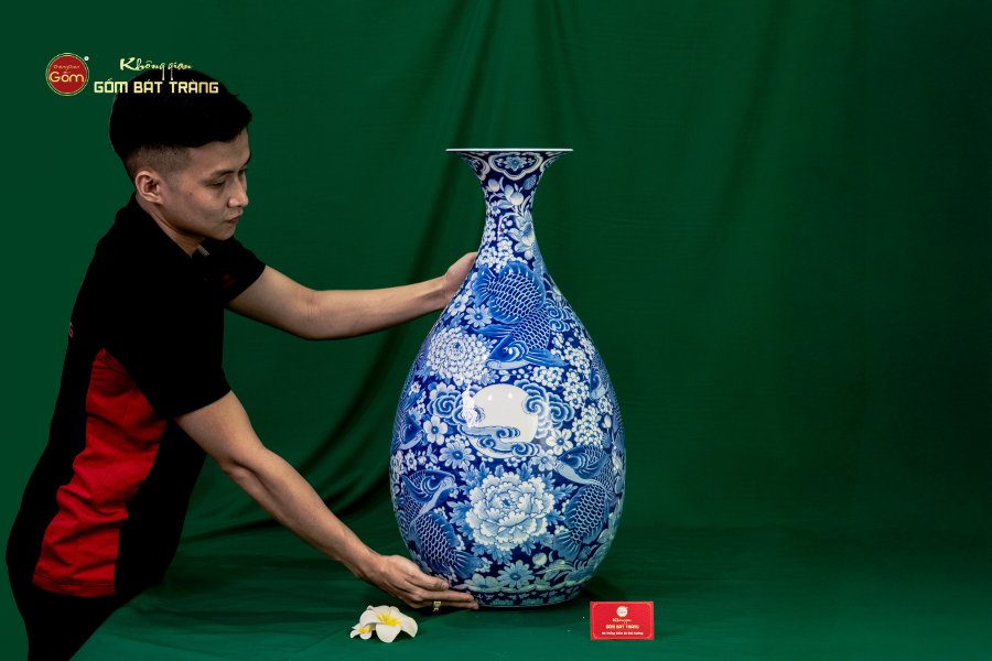 Tỳ Bà Cửu Ngư Chầu Nguyệt Lam Ngọc Bình An