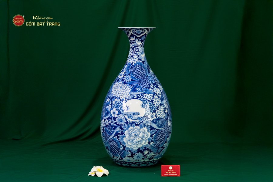 Tỳ Bà Cửu Ngư Chầu Nguyệt Lam Ngọc Bình An