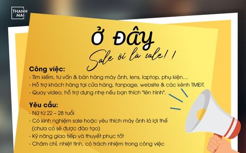 [ GÓC TUYỂN DỤNG] Thanh Mai Digital tìm Bạn SALER Siêu Chất