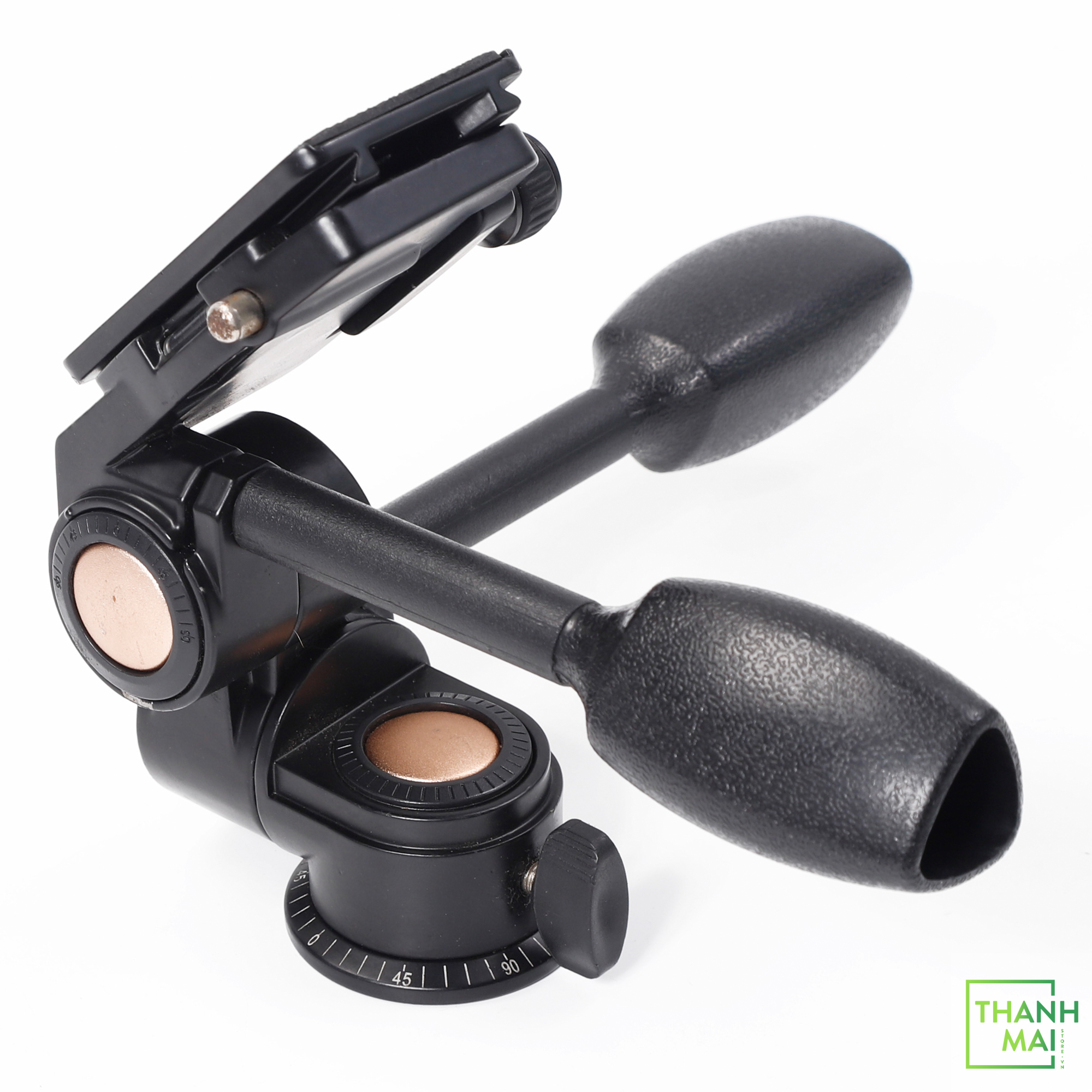 QZSD Q80 Double Handle Aluminum Tripod Ballhead 3-way Fluid Head Rocker Arm Quick Release Plate for Tripod Monopod 10kg Load