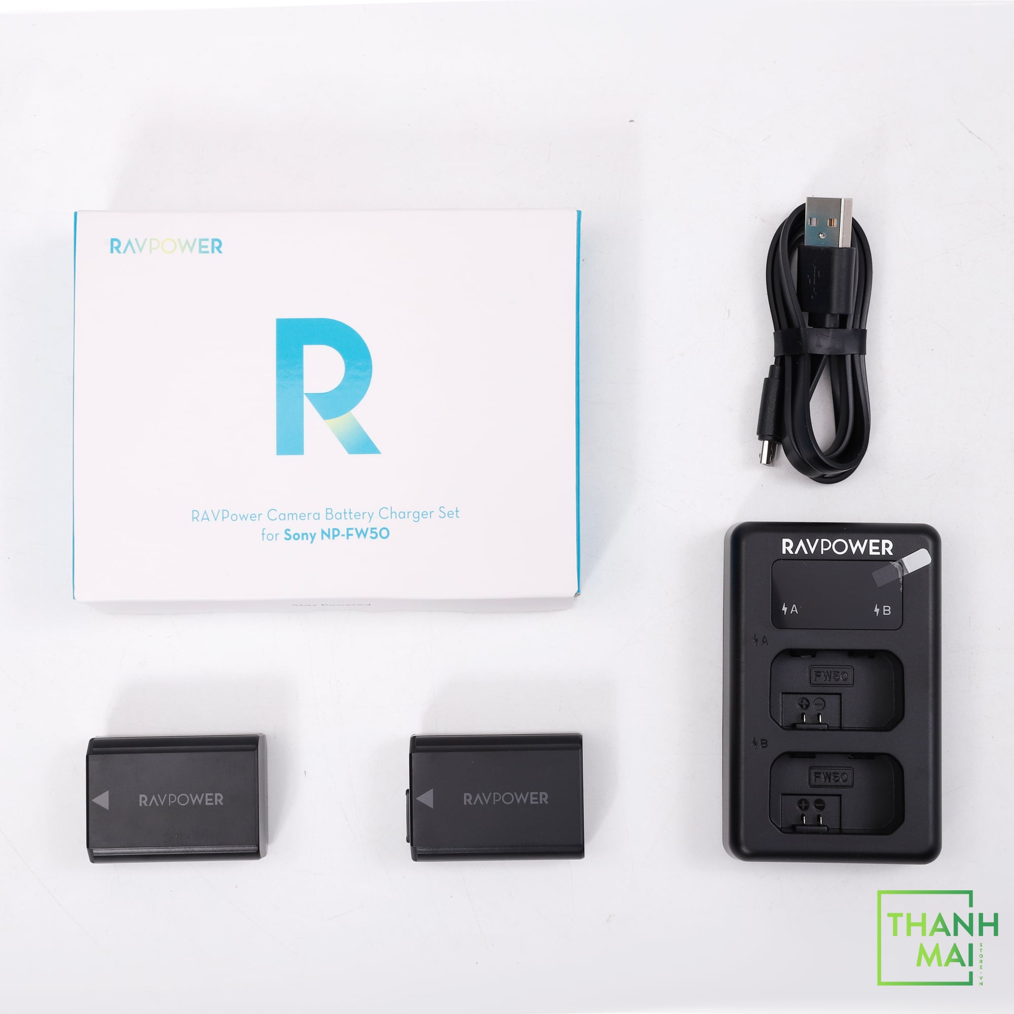 Bộ sạc đôi và 2 pin RAVPOWER RP-PB056 ( Sony NP-FW50 ) | Chính Hãng