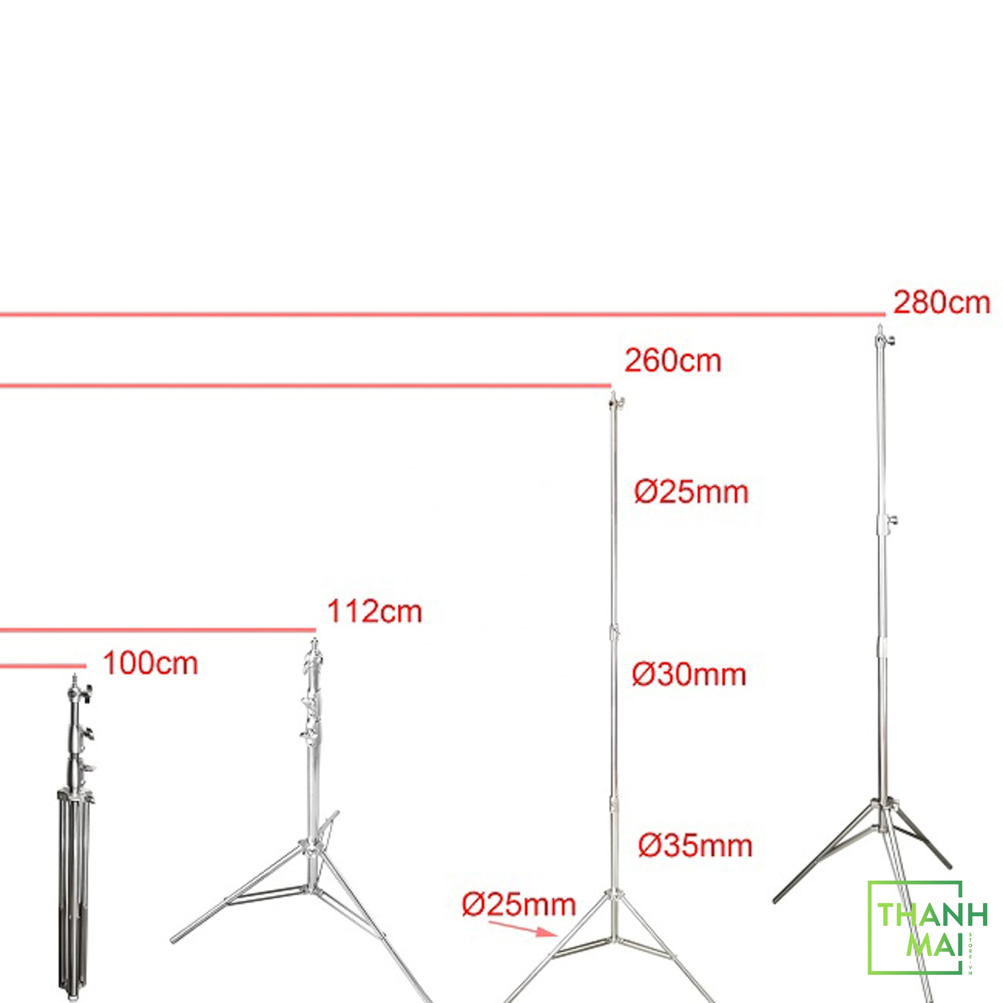 Chân đèn INOX Qihe J288S