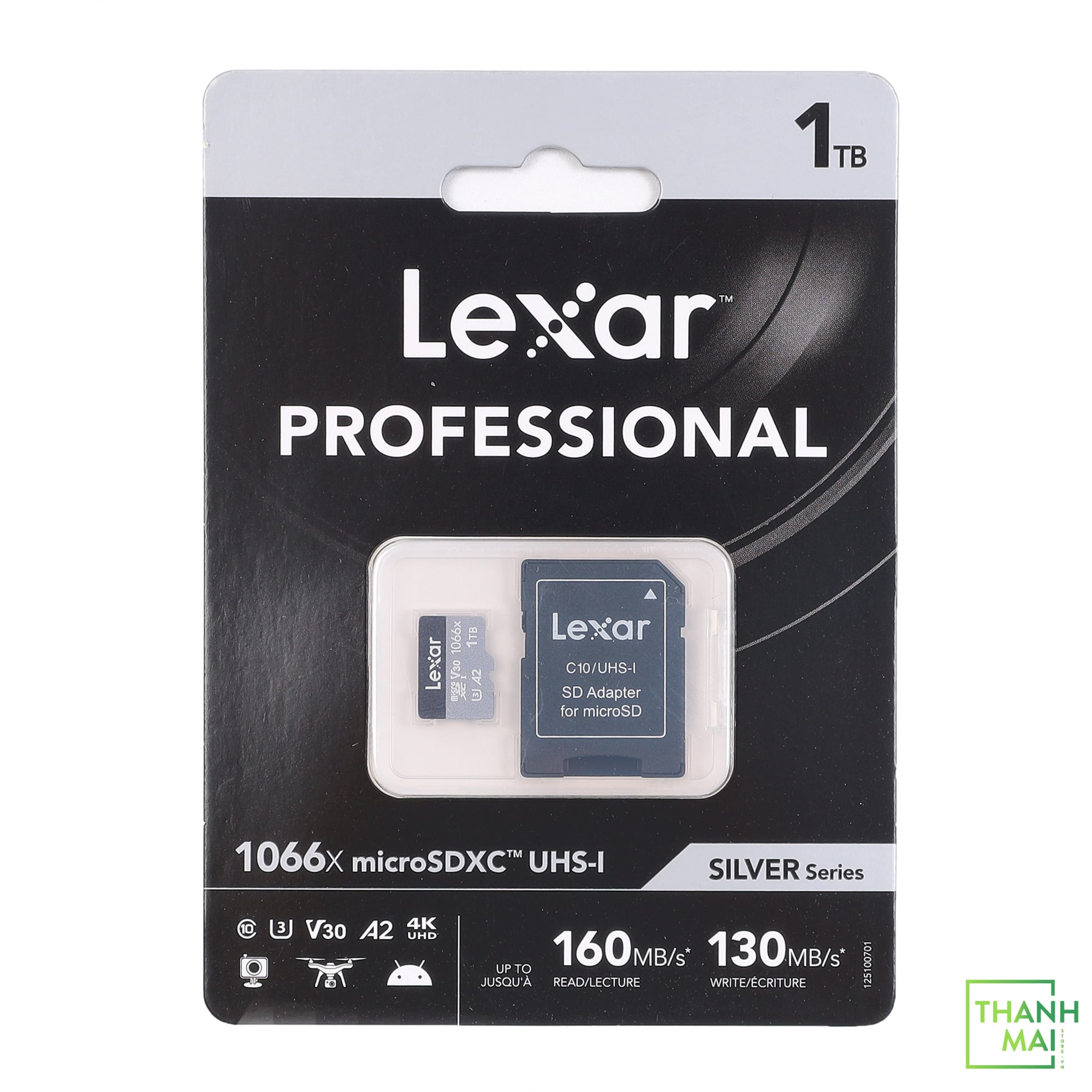 Thẻ Nhớ MICRO SD LEXAR PROFESSIONAL 1066X MICROSDXC U3 UHS-I A2 SILVER SERIES 1TB | LMS1066001T-BNANU