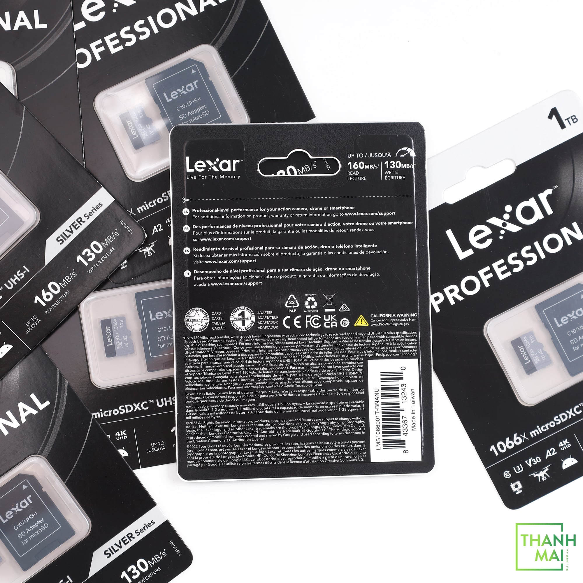 Thẻ Nhớ MICRO SD LEXAR PROFESSIONAL 1066X MICROSDXC U3 UHS-I A2 SILVER SERIES 1TB | LMS1066001T-BNANU