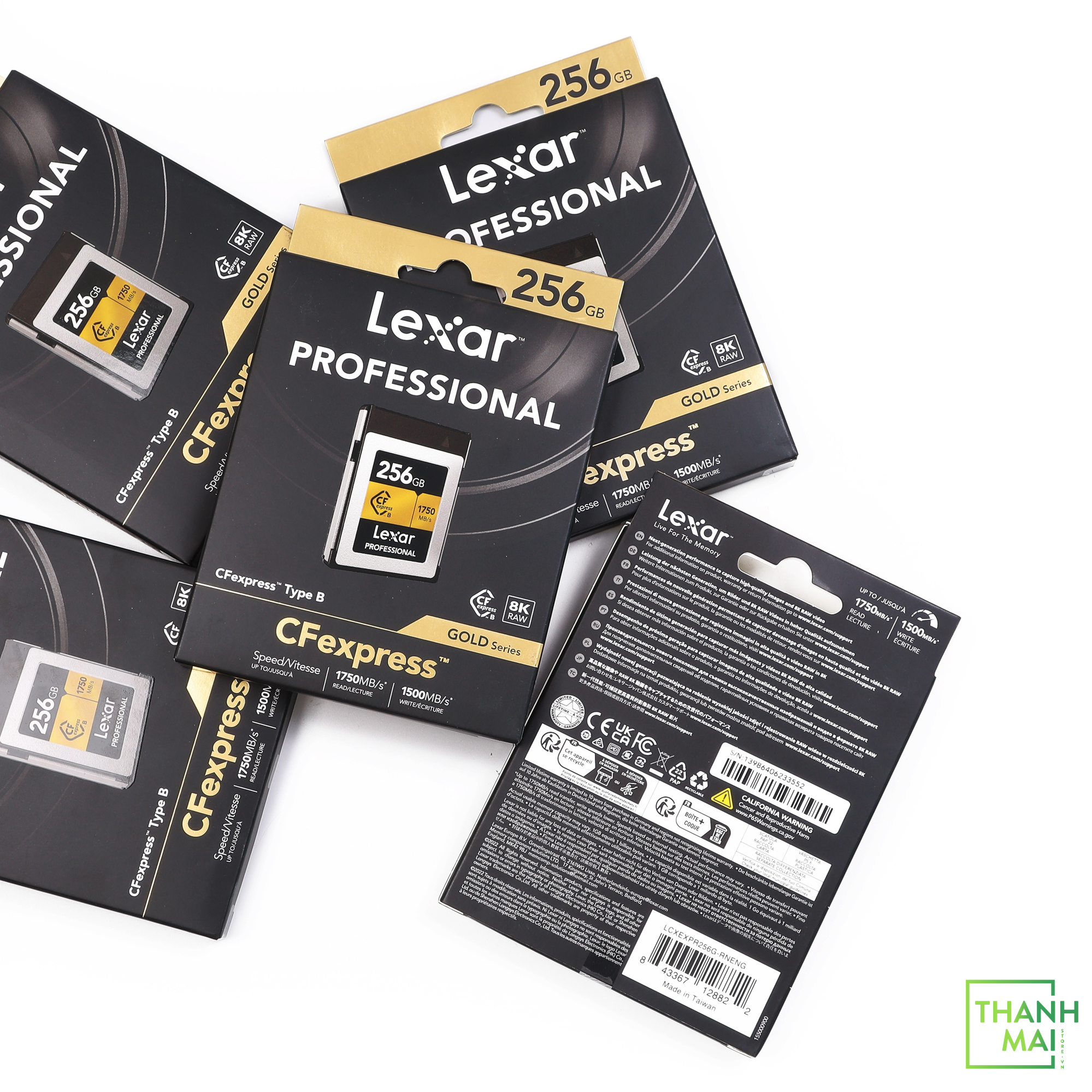 Thẻ nhớ CFexpress Lexar Professional 256GB Type B GOLD Series ( LCXEXPR256G-RNENG )