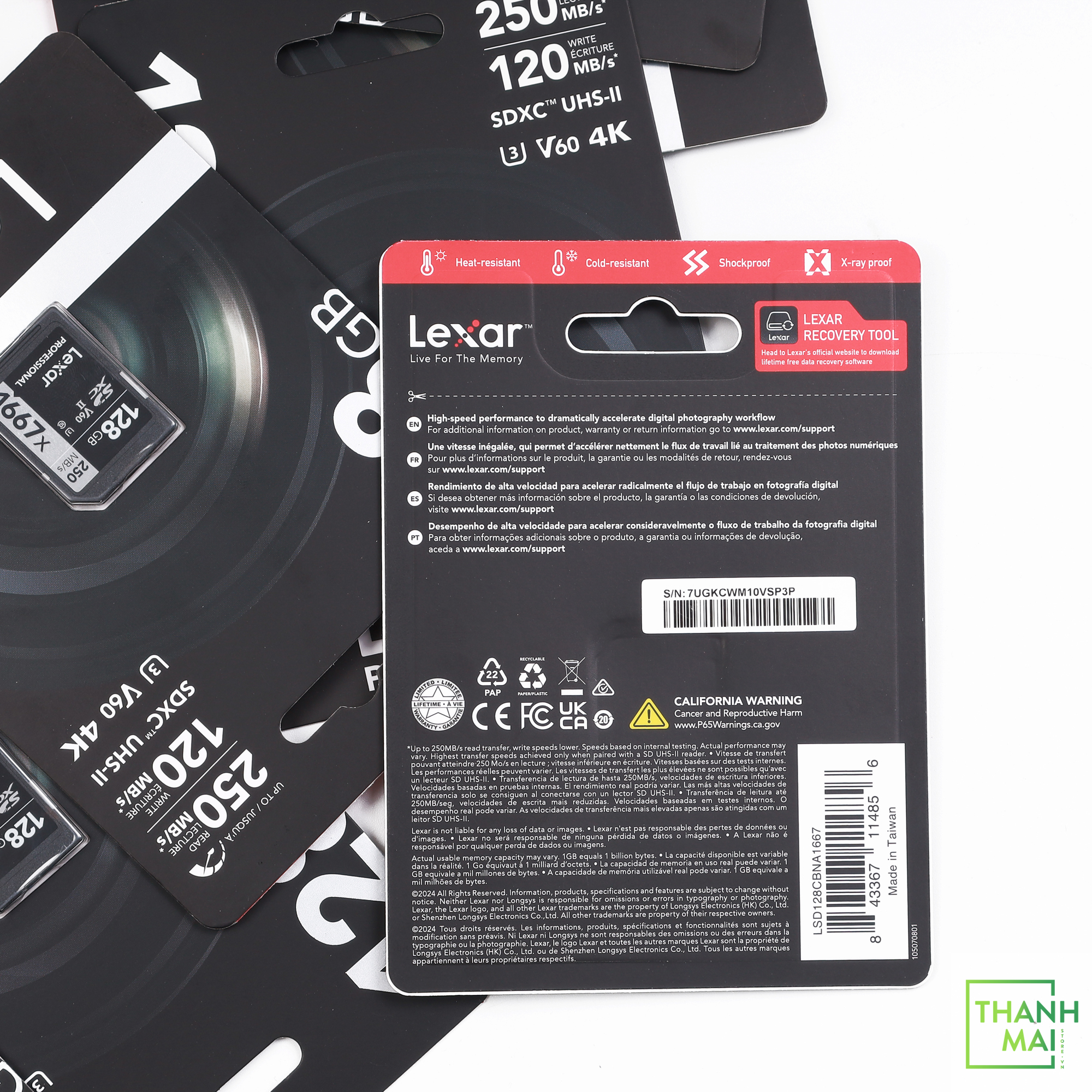 Thẻ nhớ SD 128GB Lexar Professional 1667x UHS-II V60 250/120 MBs | LSD128CBNA1667