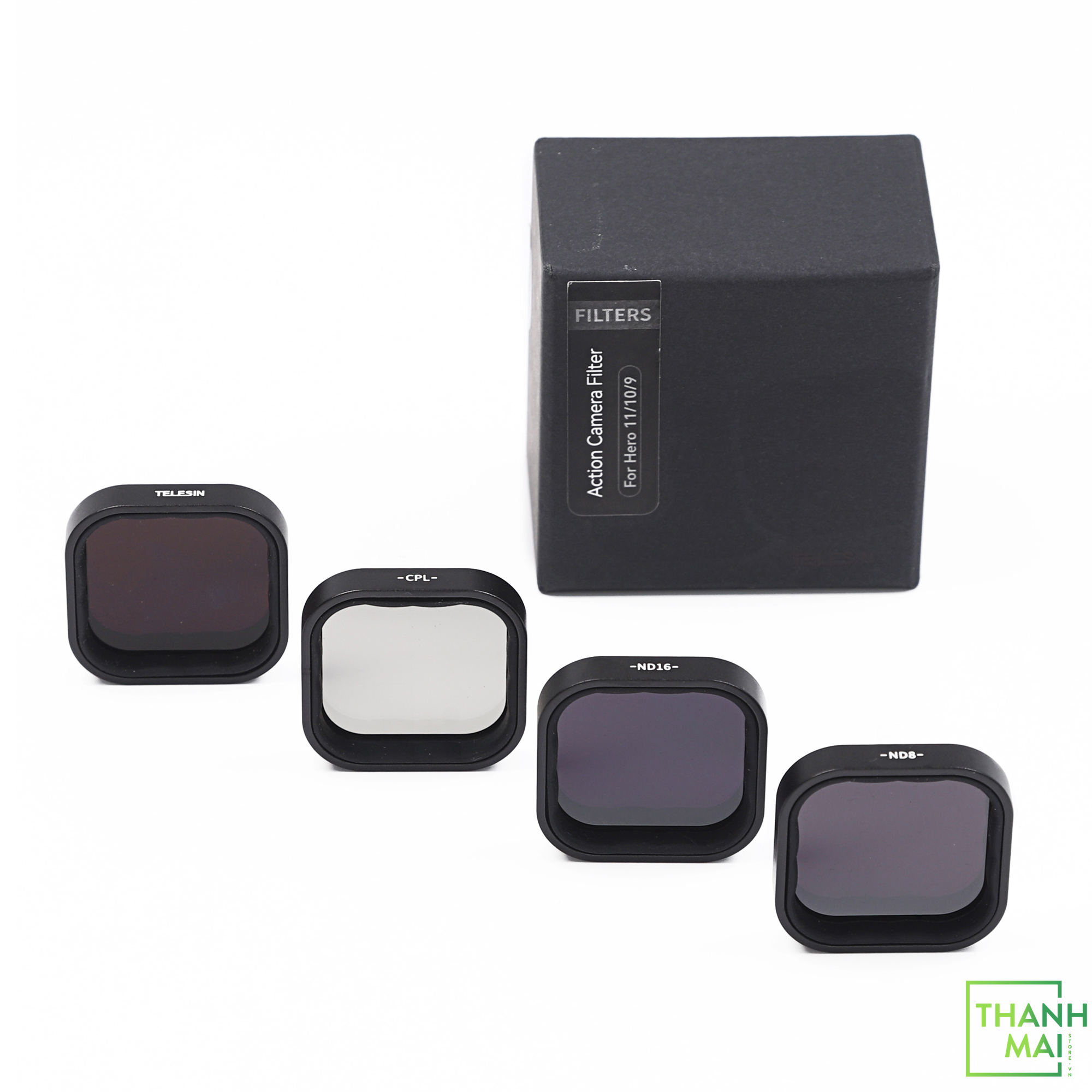 TELESIN 4-Pack Lens Filter CPL ND8 ND16 ND32 Compatible for GoPro Hero 12 Hero 11 Hero 10 Hero 9 Black