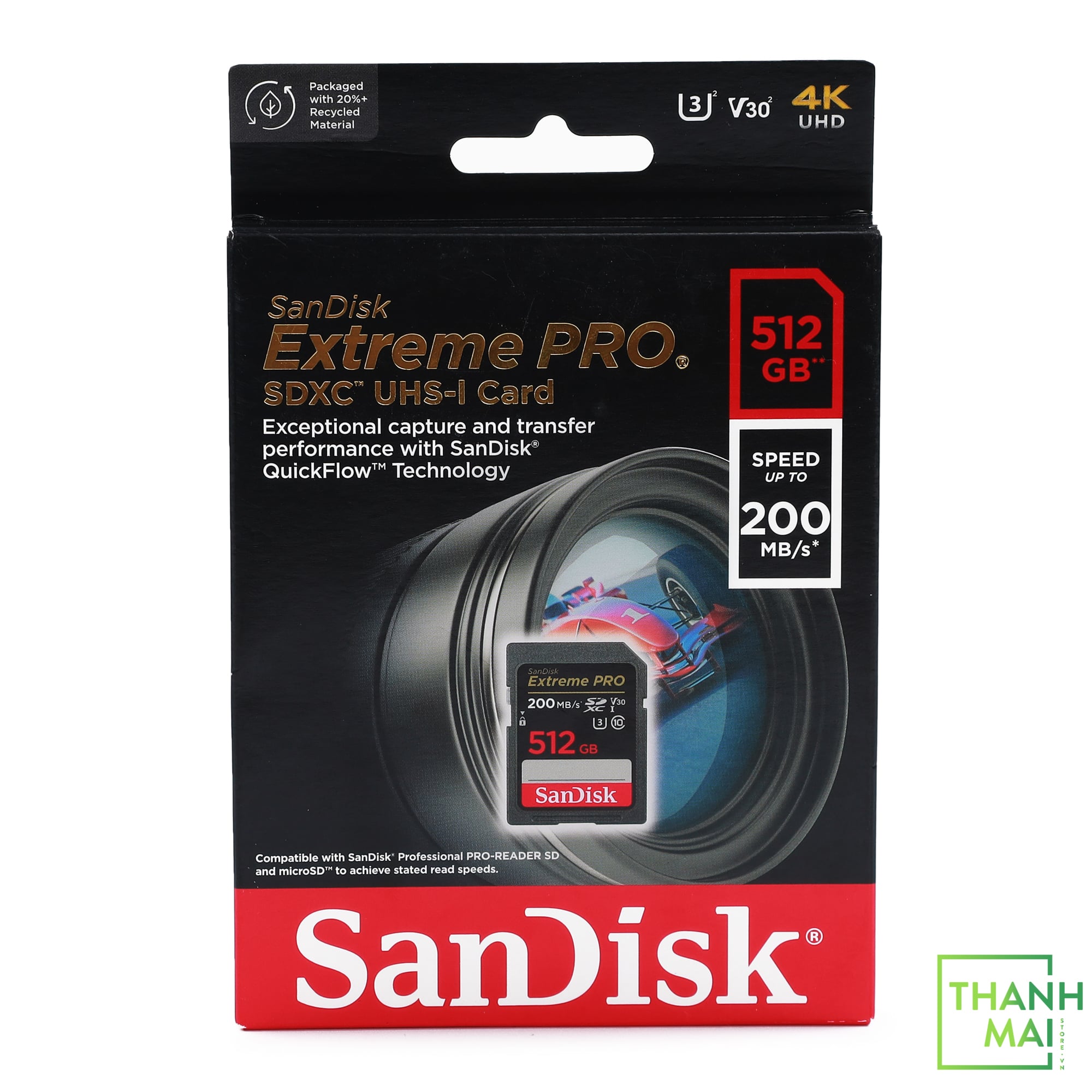 Thẻ nhớ SDXC SanDisk Extreme Pro U3 V30 512GB 200MB/s SDSDXXD-512G-GN4IN