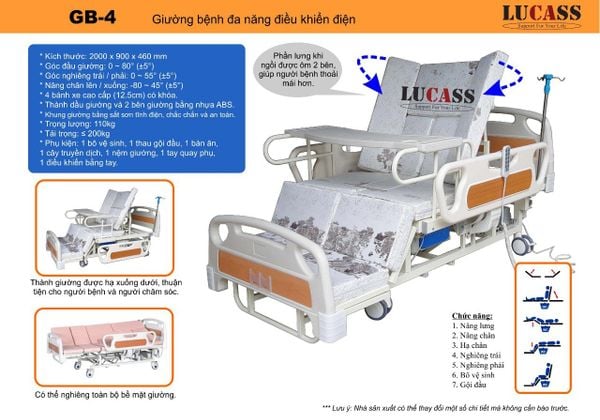 Giường y tế điện đa chức năng Lucass GB-4E