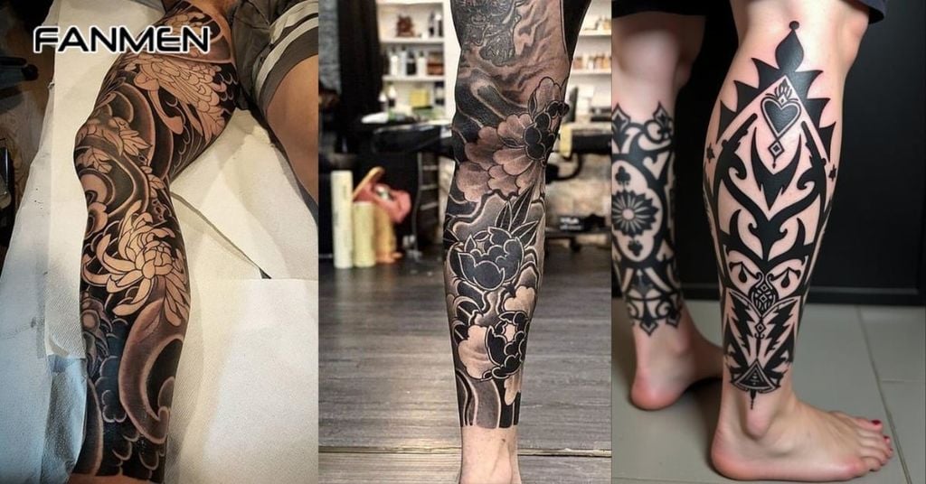 Hình xăm bít chân nam phong cách Blackwork