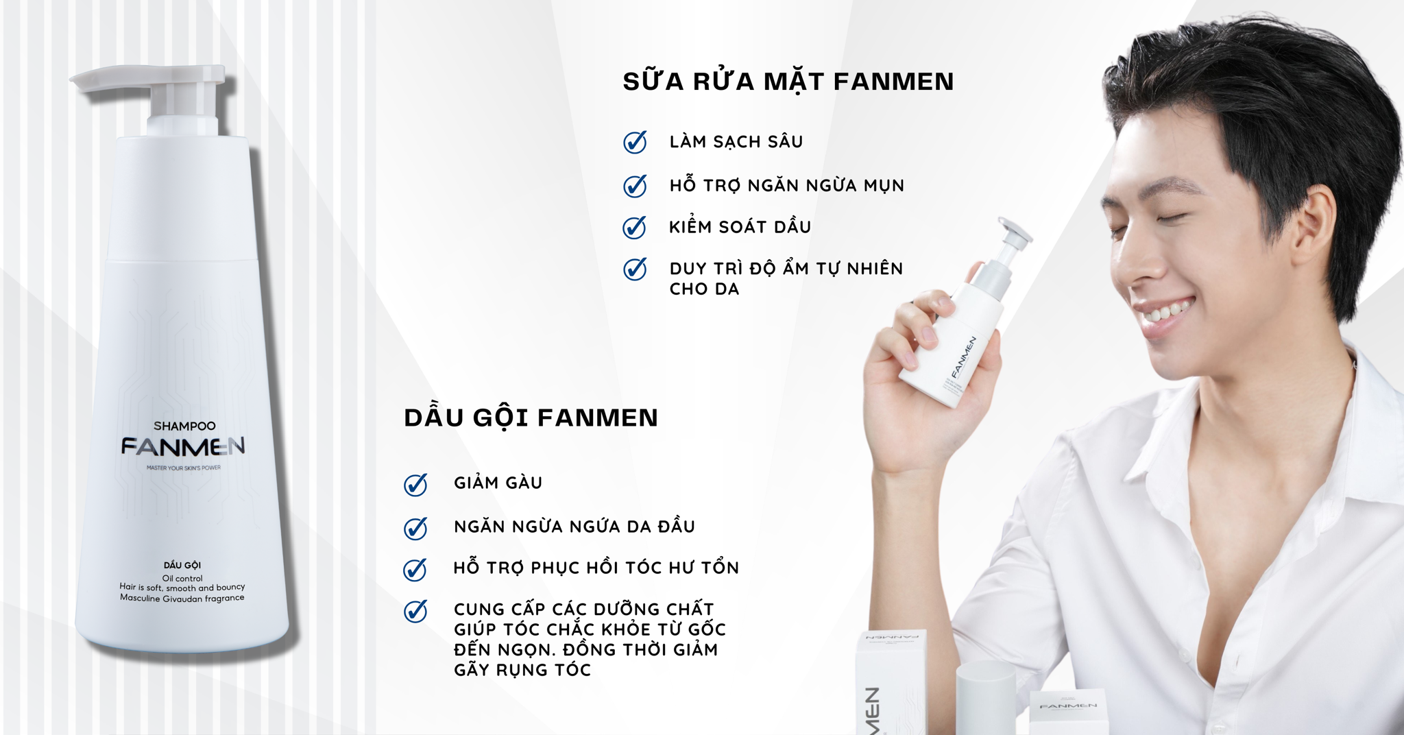Combo dầu gội Fanmen và sữa rửa mặt Fanmen